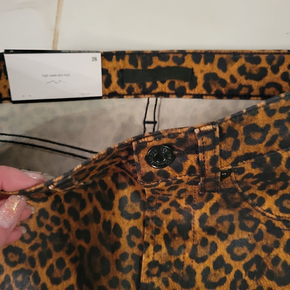 7 for all Mankind Leopard Print High-rise Slim-fit Kick Flare Jeans NEW - Picture 11 of 14